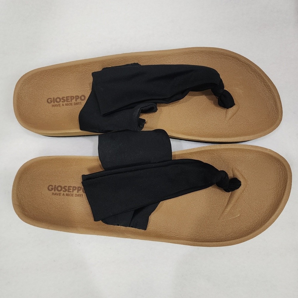 Gioseppo Calenzano Womens Eu 41 Us 9.5 Flip Flops Black Knotted Straps Sandals